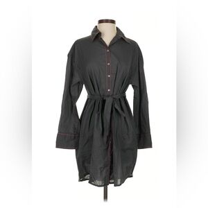 NATURAL LIFE Black Shirt Dress with Red Stitching